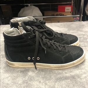 P448 Black High-Top Sneakers with Suede Finish